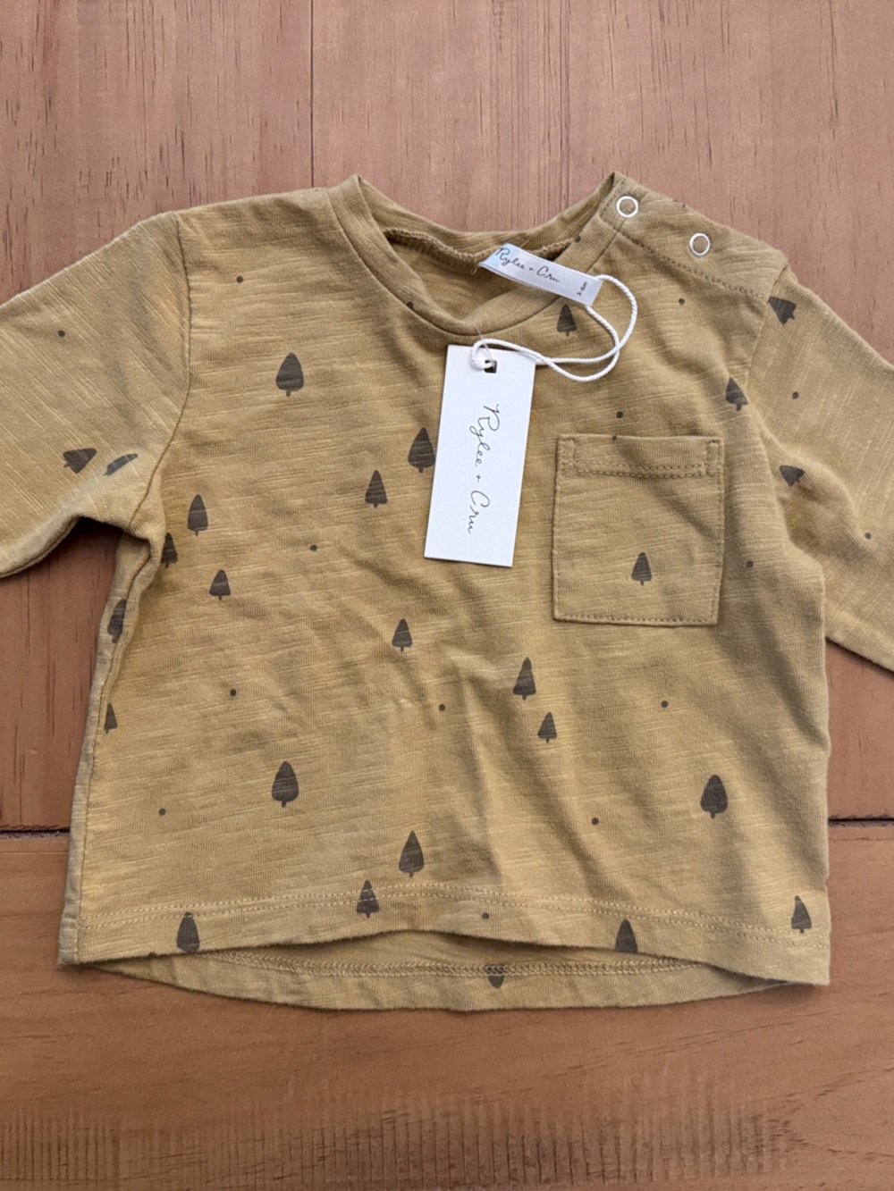 Organic Cotton Mustard Long-Sleeve Tee with Pocket - Kids